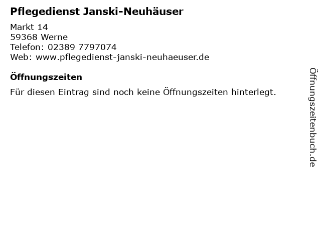 Pflegedienst Janski-Neuhäuser in Werne: Adresse und Öffnungszeiten