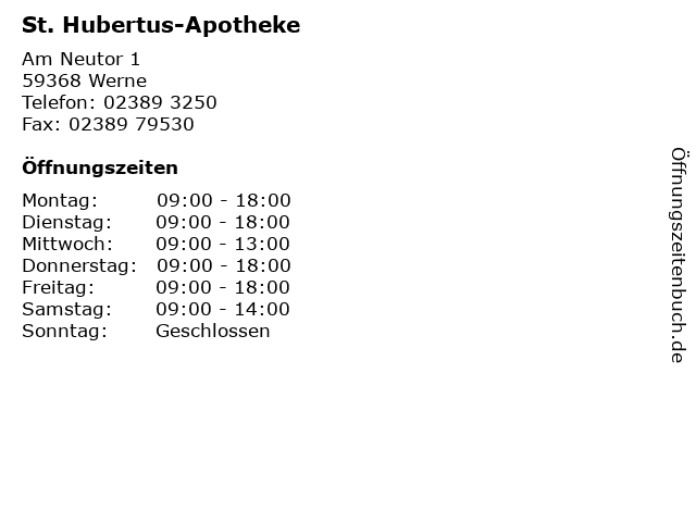 St. Hubertus-Apotheke in Werne: Adresse und Öffnungszeiten