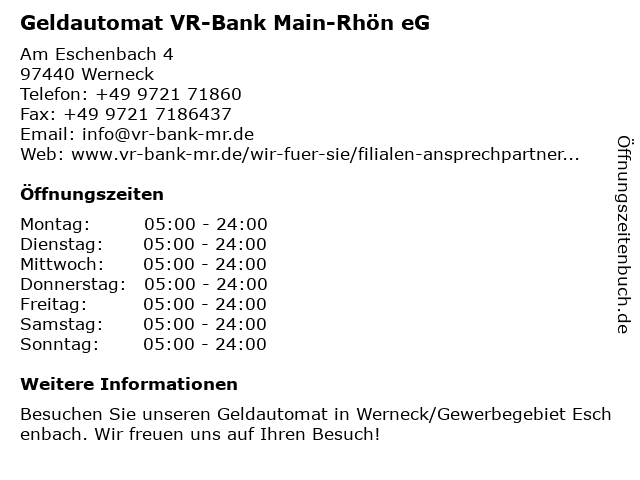 ᐅ Offnungszeiten Vr Bank Schweinfurt Eg Am Eschenbach 4 In