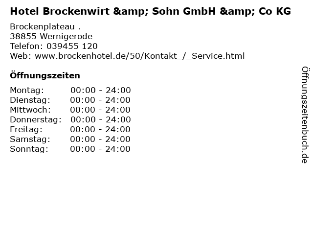 Hotel Brockenwirt & Sohn GmbH & Co KG in Wernigerode: Adresse und Öffnungszeiten