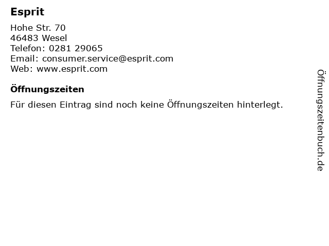 Esprit in Wesel: Adresse und Öffnungszeiten