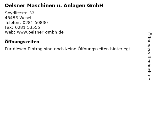 Oelsner Maschinen u. Anlagen GmbH in Wesel: Adresse und Öffnungszeiten