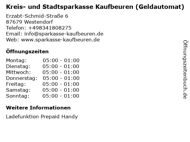 Kreis- und Stadtsparkasse Kaufbeuren (Geldautomat) in Westendorf: Adresse und Öffnungszeiten
