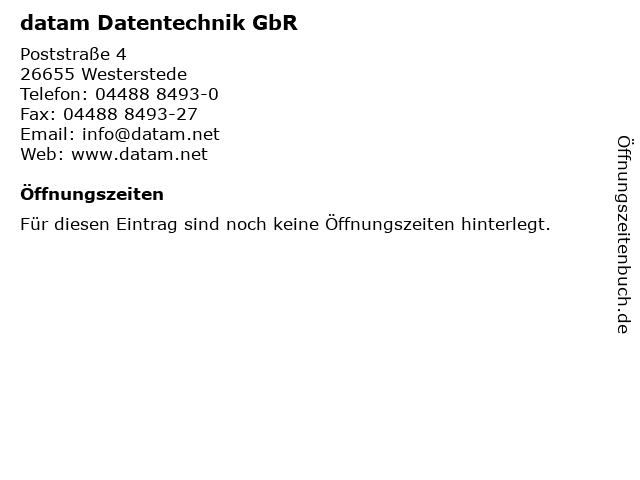 datam Datentechnik GbR in Westerstede: Adresse und Öffnungszeiten