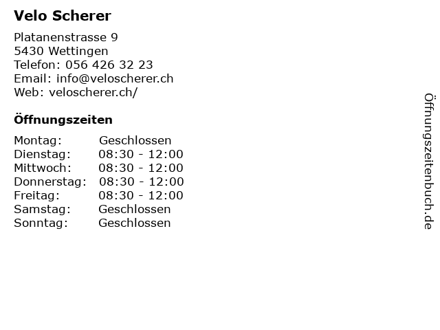 Velo Scherer in Wettingen: Adresse und Öffnungszeiten