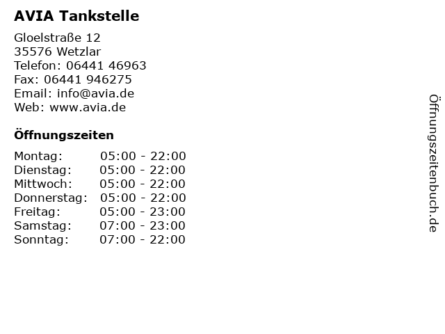 AVIA Tankstelle in Wetzlar: Adresse und Öffnungszeiten