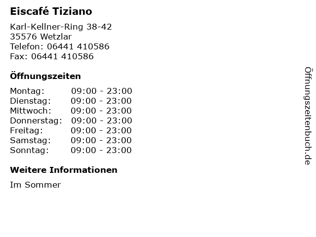 Eiscafé Tiziano in Wetzlar: Adresse und Öffnungszeiten