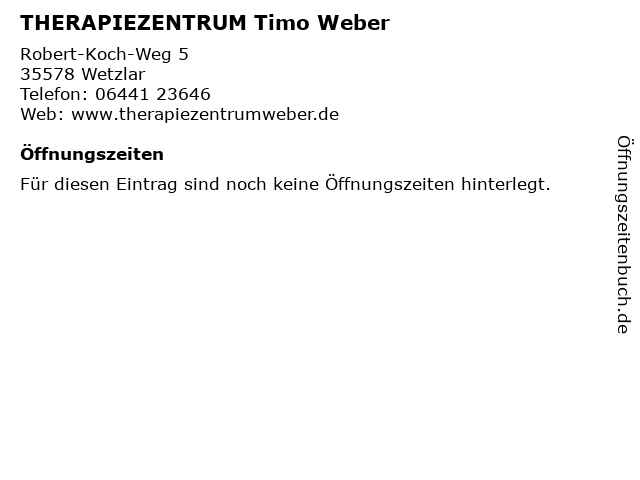 THERAPIEZENTRUM Timo Weber in Wetzlar: Adresse und Öffnungszeiten