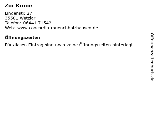 Zur Krone in Wetzlar: Adresse und Öffnungszeiten
