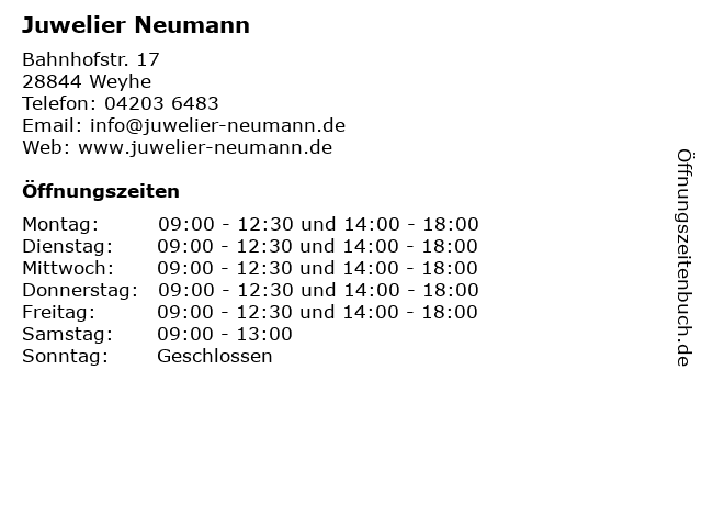 Juwelier Neumann in Weyhe: Adresse und Öffnungszeiten