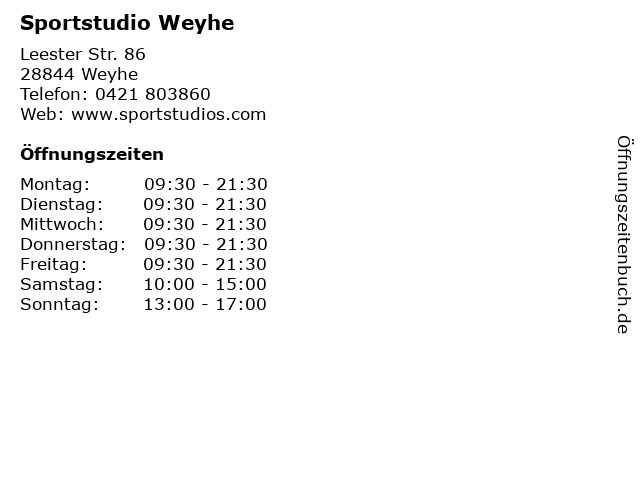 Sportstudio Weyhe in Weyhe: Adresse und Öffnungszeiten