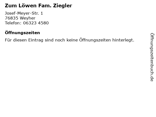 Zum Löwen Fam. Ziegler in Weyher: Adresse und Öffnungszeiten