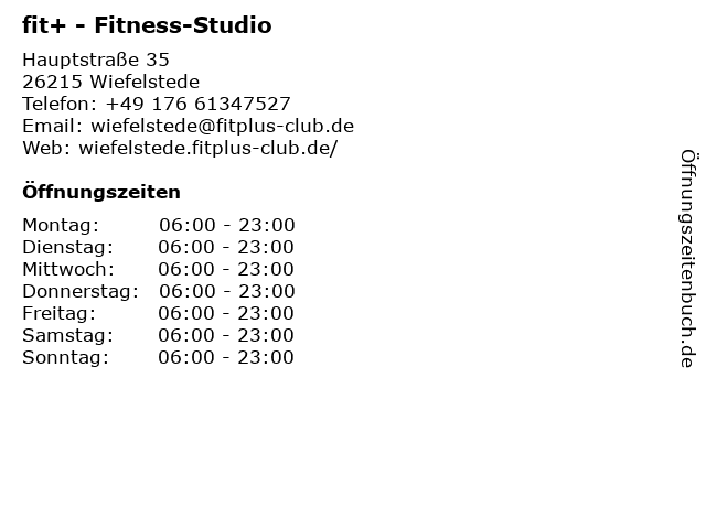 fit+ - Fitness-Studio in Wiefelstede: Adresse und Öffnungszeiten