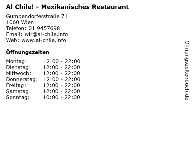 Al Chile! - Mexikanisches Restaurant in Wien: Adresse und Öffnungszeiten