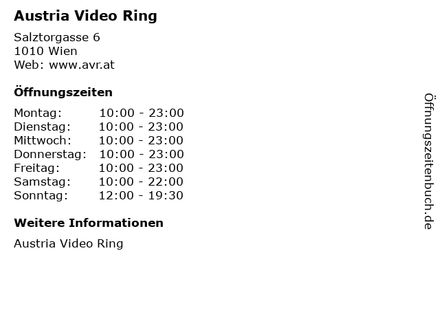 Austria Video Ring in Wien: Adresse und Öffnungszeiten