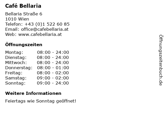 Café Bellaria in Wien: Adresse und Öffnungszeiten