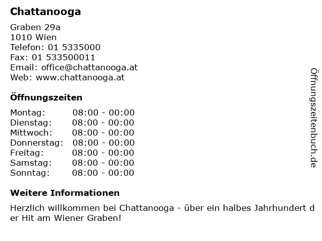 Chattanooga in Wien: Adresse und Öffnungszeiten