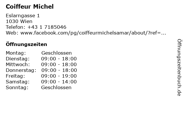 Coiffeur Michel in Wien: Adresse und Öffnungszeiten