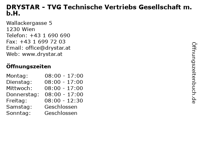 DRYSTAR - TVG Technische Vertriebs Gesellschaft m.b.H. in Wien: Adresse und Öffnungszeiten