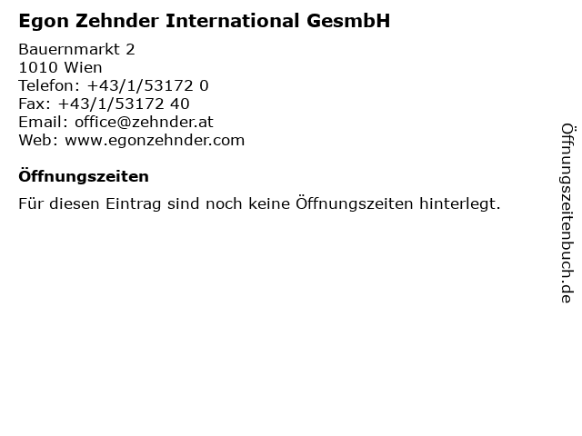 Egon Zehnder International GesmbH in Wien: Adresse und Öffnungszeiten