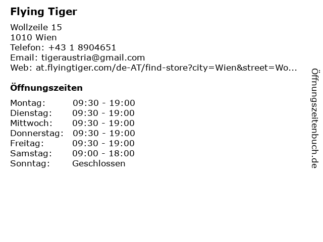 Flying Tiger in Wien: Adresse und Öffnungszeiten