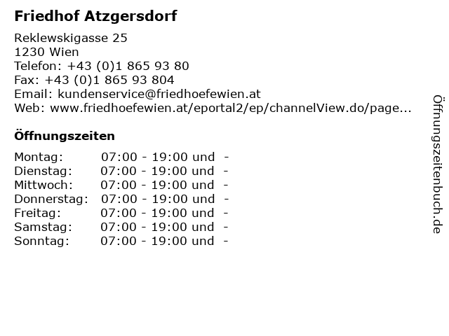 Friedhof Atzgersdorf in Wien: Adresse und Öffnungszeiten