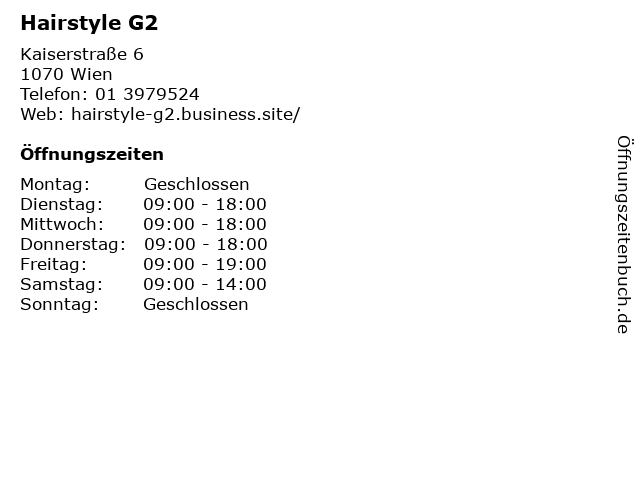 Hairstyle G2 in Wien: Adresse und Öffnungszeiten
