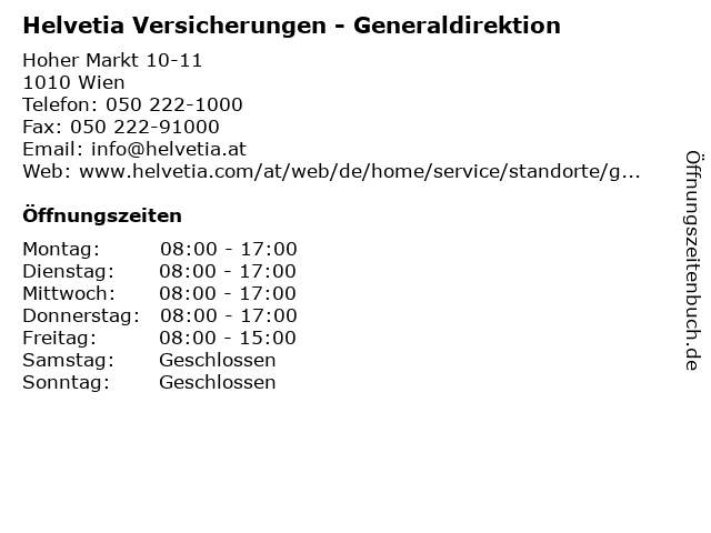 Helvetia Versicherungen - Generaldirektion in Wien: Adresse und Öffnungszeiten