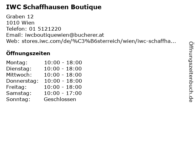 IWC Schaffhausen Boutique in Wien: Adresse und Öffnungszeiten