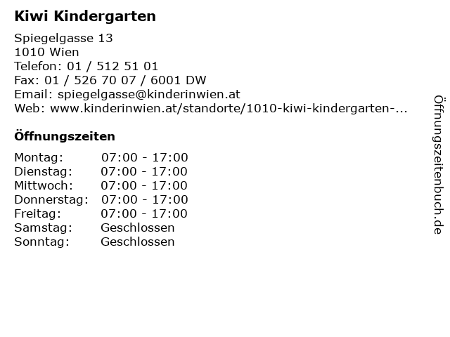 Kiwi Kindergarten in Wien: Adresse und Öffnungszeiten