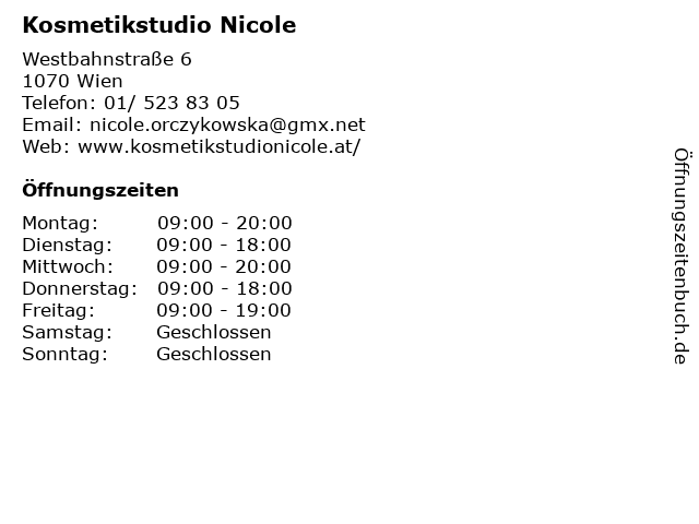 Kosmetikstudio Nicole in Wien: Adresse und Öffnungszeiten