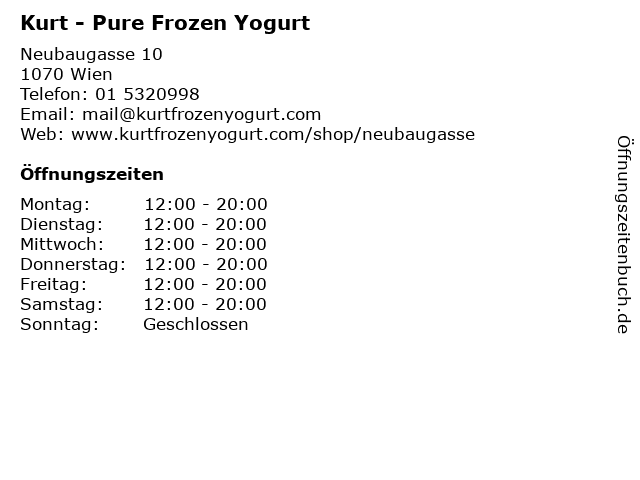 Kurt - Pure Frozen Yogurt in Wien: Adresse und Öffnungszeiten