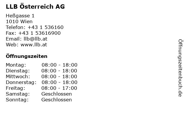 ᐅ Offnungszeiten Liechtensteinische Landesbank Osterreich Ag Hessgasse 1 In Wien