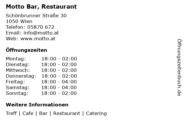 Motto Bar, Restaurant in Wien: Adresse und Öffnungszeiten