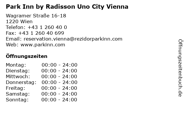 á… Offnungszeiten Park Inn By Radisson Uno City Vienna Wagramer Strasse 16 18 In Wien