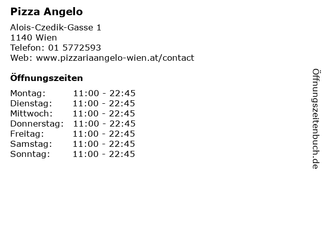 Pizza Angelo in Wien: Adresse und Öffnungszeiten