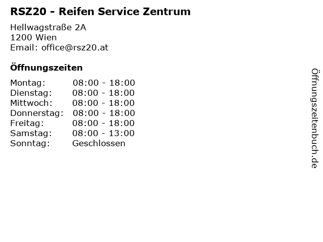 RSZ20 - Reifen Service Zentrum in Wien: Adresse und Öffnungszeiten