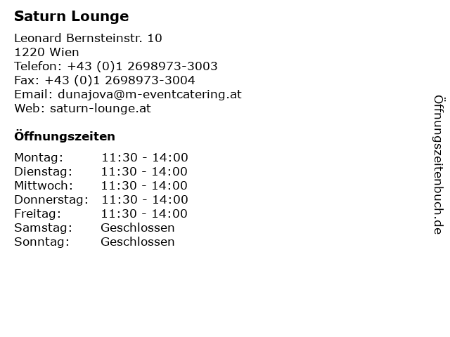 Saturn Lounge in Wien: Adresse und Öffnungszeiten