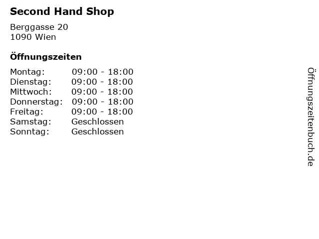 Second Hand Shop in Wien: Adresse und Öffnungszeiten
