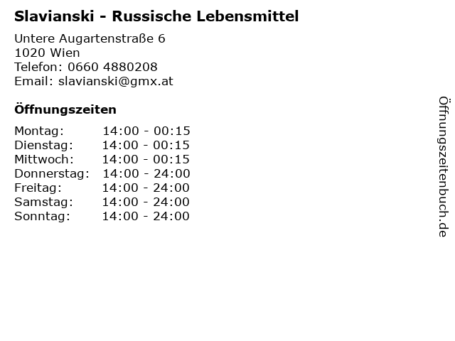 Slavianski - Russische Lebensmittel in Wien: Adresse und Öffnungszeiten