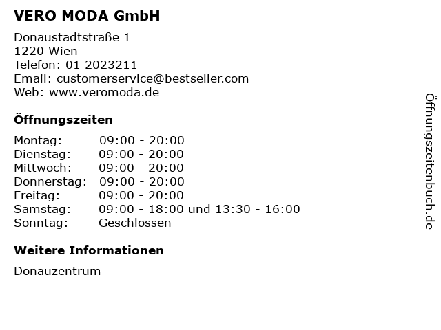 pludselig Menneskelige race Regnjakke ᐅ Öffnungszeiten „VERO MODA GmbH“ | Donaustadtstraße 1 in Wien
