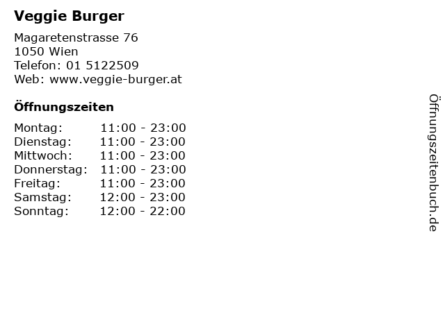 Veggie Burger in Wien: Adresse und Öffnungszeiten