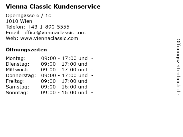 Vienna Classic Kundenservice in Wien: Adresse und Öffnungszeiten