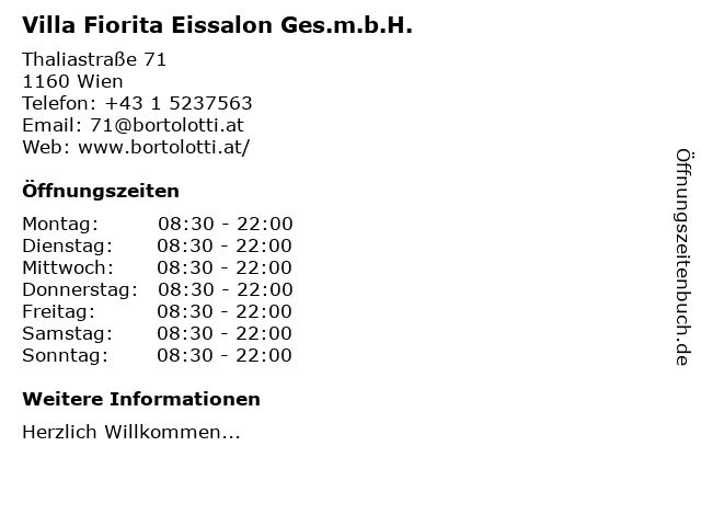 Villa Fiorita Eissalon Ges.m.b.H. in Wien: Adresse und Öffnungszeiten