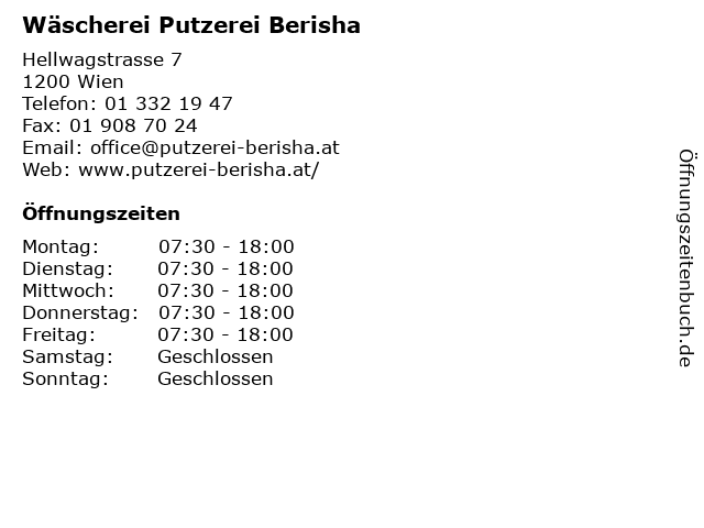 Wäscherei Putzerei Berisha in Wien: Adresse und Öffnungszeiten