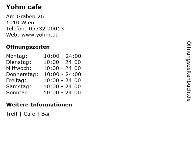Yohm cafe in Wien: Adresse und Öffnungszeiten