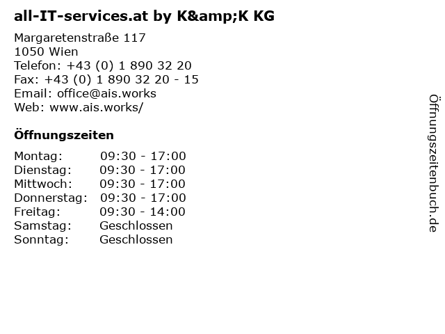all-IT-services.at by K&K KG in Wien: Adresse und Öffnungszeiten