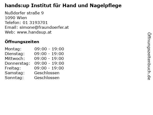 hands:up Institut für Hand und Nagelpflege in Wien: Adresse und Öffnungszeiten