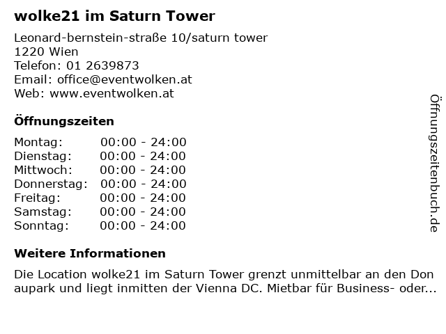 wolke21 im Saturn Tower in Wien: Adresse und Öffnungszeiten