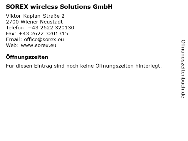 SOREX wireless Solutions GmbH in Wiener Neustadt: Adresse und Öffnungszeiten